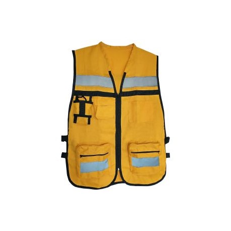 Chaleco de Gabardina Amarillo tipo Brigadista con Reflejante