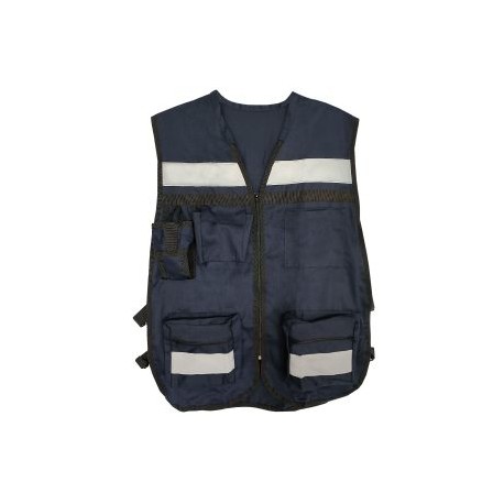 Chaleco de Gabardina Azul Marino tipo Brigadista con Reflejante