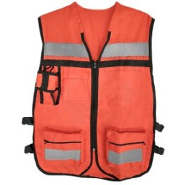 Chaleco de Gabardina Naranja tipo Brigadista con Reflejante