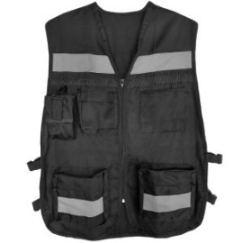 Chaleco de Gabardina Negro tipo Brigadista con Reflejante