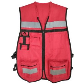Chaleco de Gabardina Rojo tipo Brigadista con Reflejante