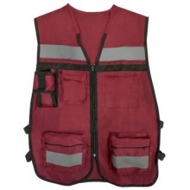 Chaleco de Gabardina Vino tipo Brigadista con Reflejante